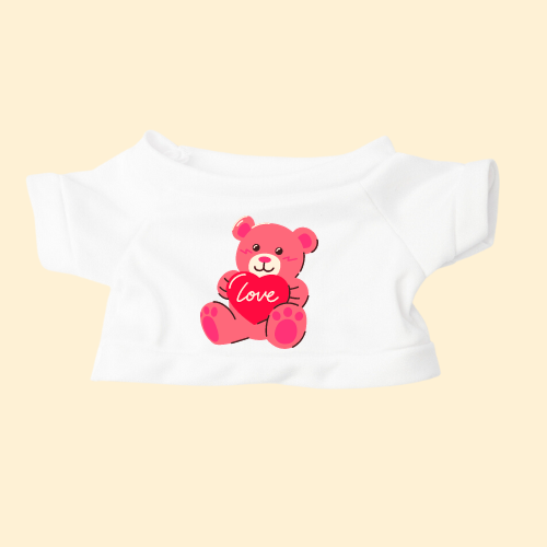 Pink Teddy Bear Art White T-shift print as gifts in Australia